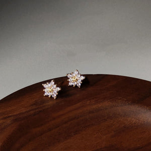 Dainty Tiny Snowflake Star Stud Earrings