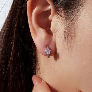 Dainty Purple Star Opal Huggie Hoop Earrings