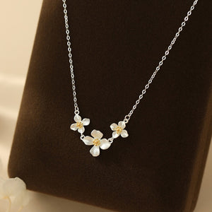 Dainty Two-Tone Triple Floral Charm Necklace