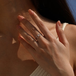 Dainty Pear Cut Moissanite Layered Band Ring