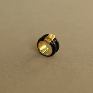 Chunky Dual Ribbed Enamel Dome Band Ring