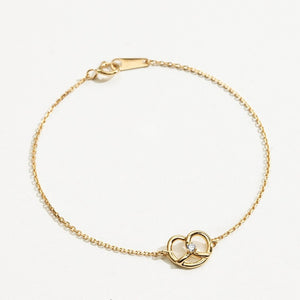 Pretzel Knot CZ Accent Charm Chain Bracelet