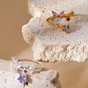 Sparkling Butterfly Star Stacking Bypass Ring