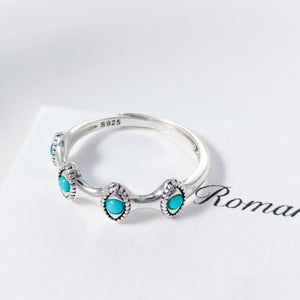 Dainty Turquoise Evil Eye Open Stacking Ring