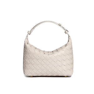 Convertible Woven Leather Hobo Handbag
