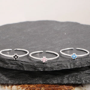 Minimalist Crystal Flower Stacking Open Ring
