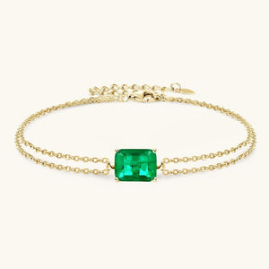 Emerald Crystal Charm Double Chain Bracelet