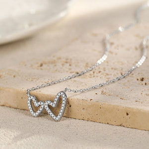 Asymmetric Heart Pave CZ Pendant Necklace
