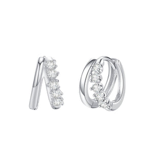 Dainty Moissanite Split Layered Hoop Earrings