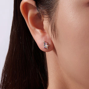Christmas Tree Pearl Colorful CZ Stud Earrings