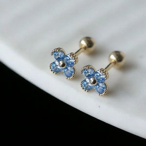 Tiny Four Petal Flower Cartilage Stud Earrings