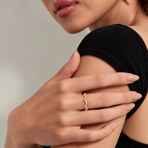 Tiny Moissanite Pave Wave Shaped Band Ring