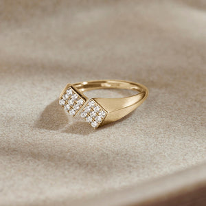 Geometric Square Pave CZ Bypass Open Ring