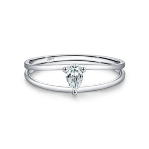 Dainty Pear Cut Moissanite Layered Band Ring