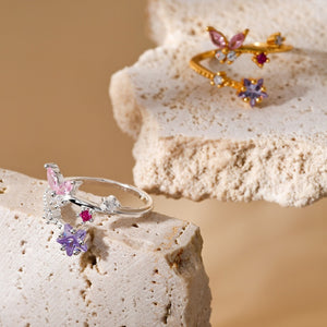 Sparkling Butterfly Star Stacking Bypass Ring