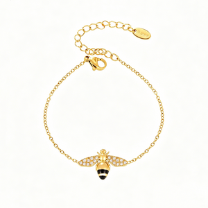 Dainty Honeybee Pave Insect Chain Bracelet
