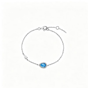 Dainty Blue Teardrop Halo Chain Bracelet