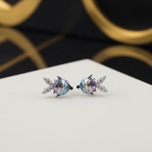 Dainty Colorful Resin Fish Scale Stud Earrings