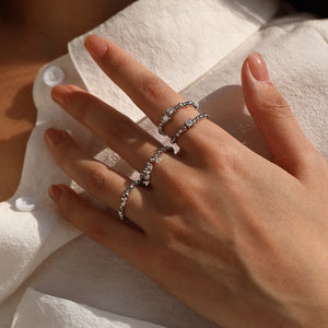 Moissanite Round Solitaire Faceted Bead Ring
