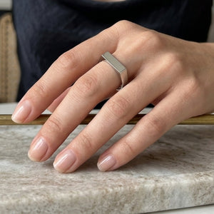 Classic Geometric Rectangular Bar Open Ring