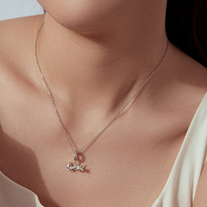 Dachshund Dog Pave CZ Bail Charm Necklace