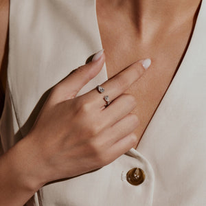 Pear Cut Moissanite Pave Stacking Open Ring