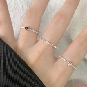Minimalist Crystal Flower Stacking Open Ring