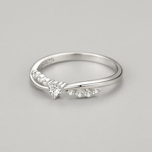 Sparkling Heart CZ Crossover Pave Band Ring