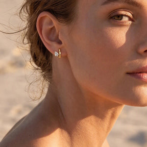 Dainty Pear Cut Crystal Huggie Hoop Earrings