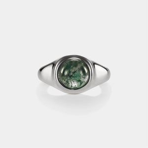 Moss Agate Cabochon Statement Ring