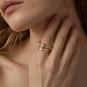 Sparkling Teardrop Crystal Open Bypass Ring
