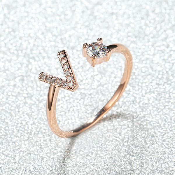 Initial Letter Adjustable Ring