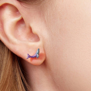 Gradient Ocean Whale Enamel Stud Earrings