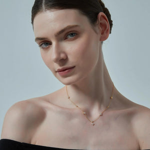 Four Petal Flower Charm Layering Necklace