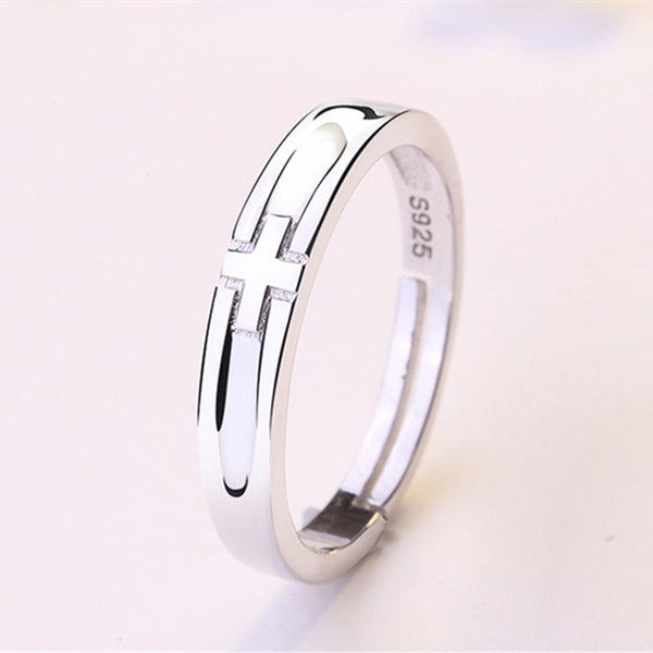 Silver Cross Couple Ring