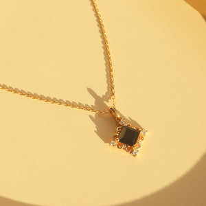 Princess Black CZ Filigree Pendant Necklace