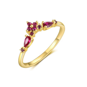Magenta Floral Teardrop Stacking Bypass Ring