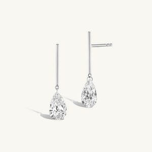 Classic Linear Bar Pear CZ Drop Stud Earrings