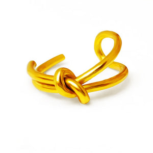 Minimalist Dual Band Tied Knot Stackable Ring