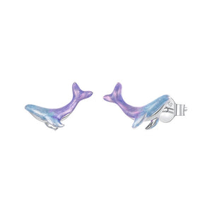 Gradient Ocean Whale Enamel Stud Earrings