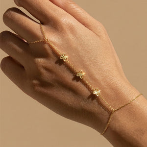 Triple Tiny Bow Knot Hand Chain Ring Bracelet