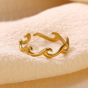 Minimalist Ocean Wave Adjustable Open Ring