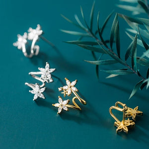 Flower Star Illusion Double Row Stud Earrings