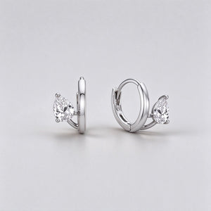 Dainty Pear Cut Crystal Huggie Hoop Earrings