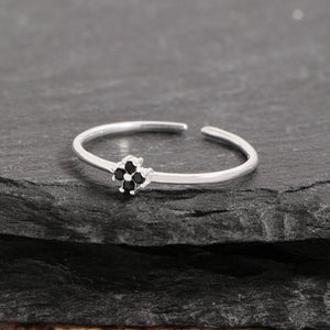 Minimalist Crystal Flower Stacking Open Ring