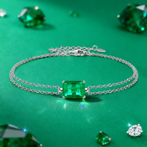 Emerald Crystal Charm Double Chain Bracelet