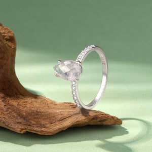 Pear Labradorite Half Pave Accent Band Ring