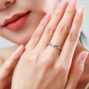 Sparkling Heart CZ Crossover Pave Band Ring