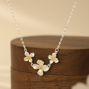 Dainty Two-Tone Triple Floral Charm Necklace
