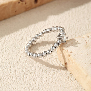 Moissanite Round Solitaire Faceted Bead Ring